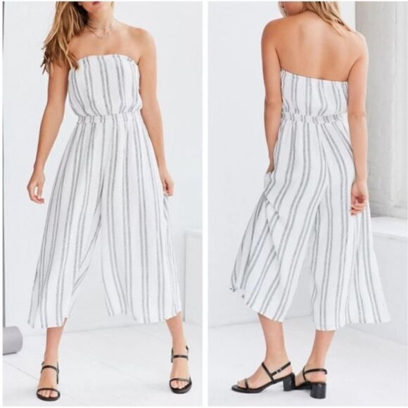 UA Silence + Noise Jackson Strapless Culotte Romper Striped Size Medium - Picture 1 of 7